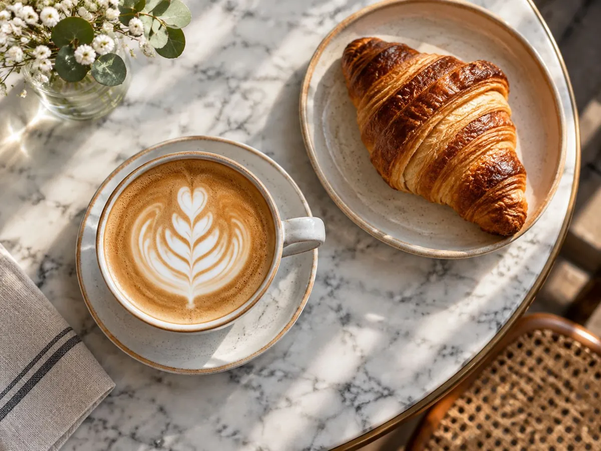 Latte and croissant (AI-generated)